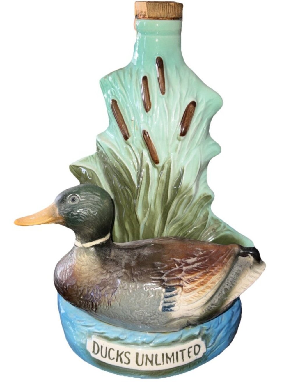 1974 Jim Beam Empty Ducks Unlimited Mallard Duck Bourbon Whiskey Decanter